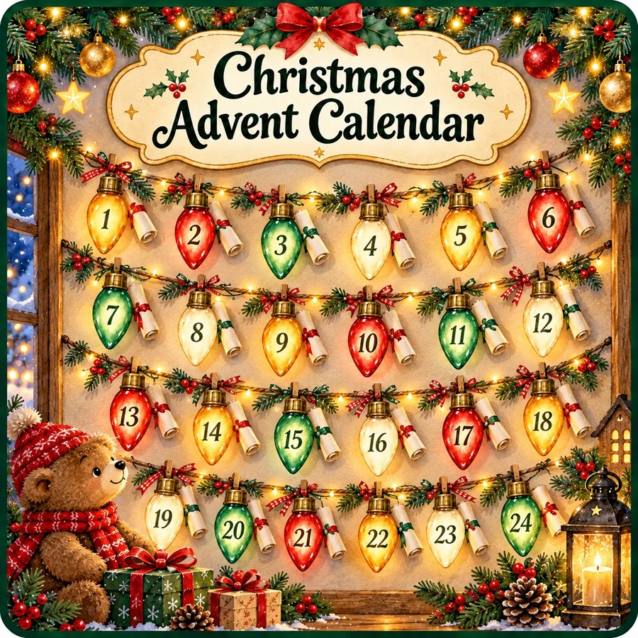 Адвент-календарь «Christmas Lights» для класса (PDF)