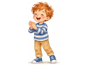 a boy clapping