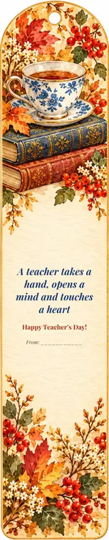 Закладка ко Дню учителя: A teacher takes a hand, opens a mind and touches a heart