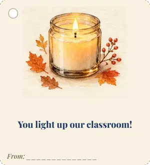 Бирка на подарок учителю: You light up our classroom!