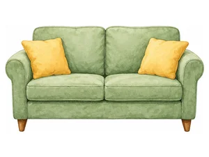 a green sofa