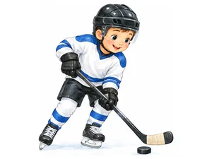 a boy playing ice hockey