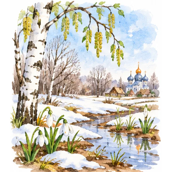 spring: snowdrops and melting snow