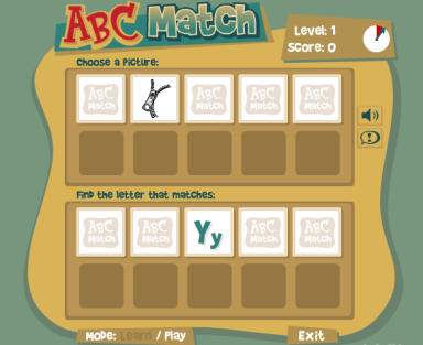 Игра «ABC Match» подбери картинке букву